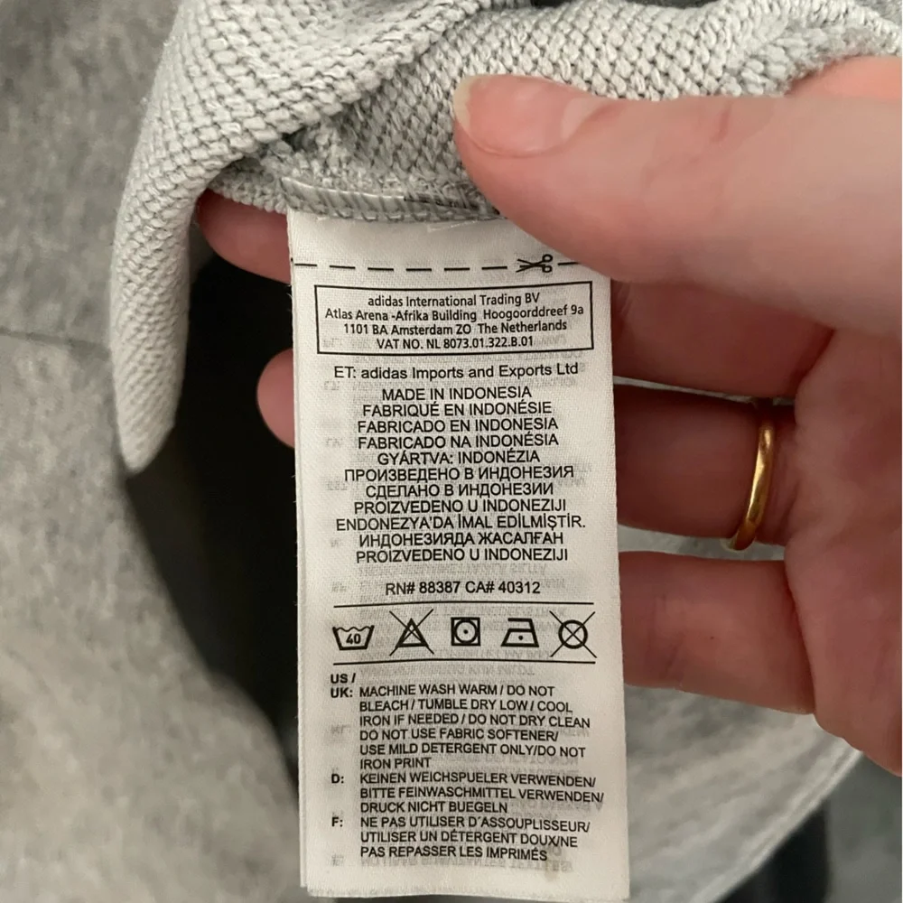 Adidas Womens Grey Cropped High Low Cowl Neck Sweatshirt with Stripe - Size L - Picture 8 of 8